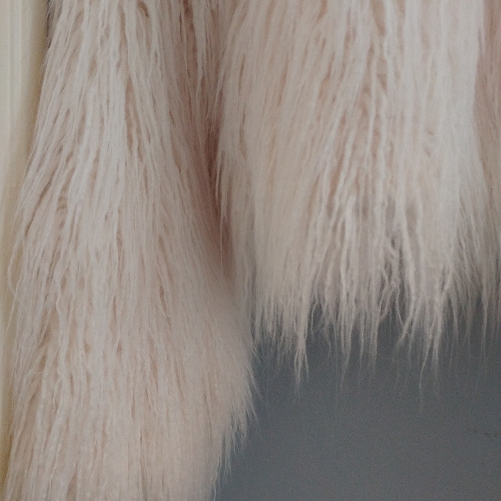 Moonlight Faux Fur Statement Jacket, Large Collar, Creamy Ivory, S - Picture 4 of 4